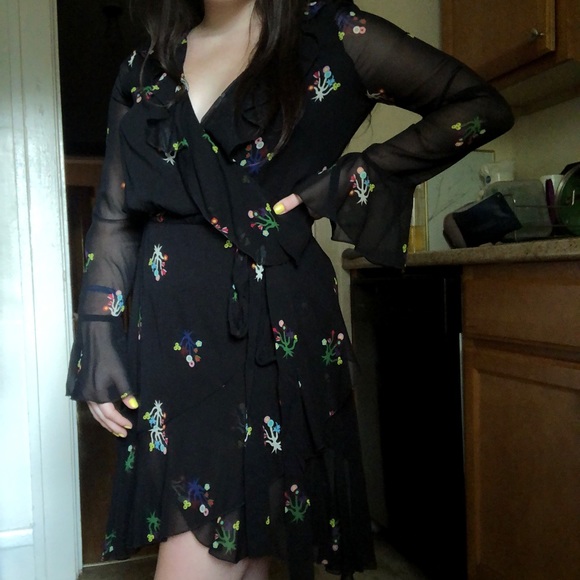 Cynthia Rowley Malibu Black Ruffle Wrap Dress - Picture 10 of 11